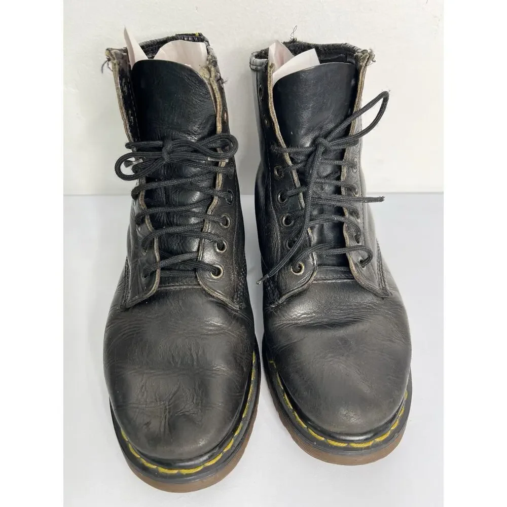 Dr. Martens 1460 Boots Black Leather Made In England Lace Vintage Men’s Size 7